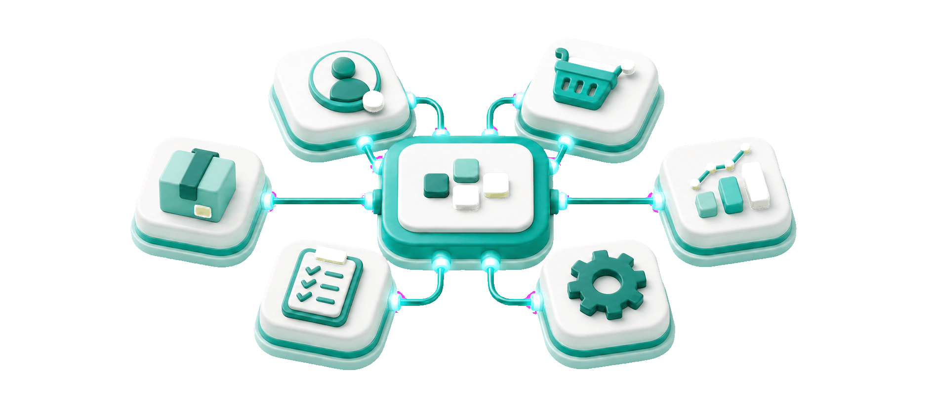 Модули клиентов, продаж, склада, аналитики и проектов соединены в единую ERP-платформу